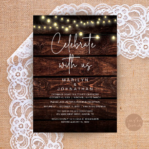 Rustieke Slingerlichten Trouwreceptie Elegant Kaart
