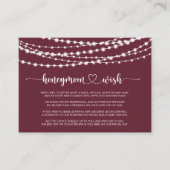 Rustieke slingerlichtjes bordeaux huwelijksreis we informatiekaartje (Voorkant)