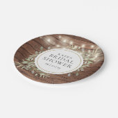 Rustieke slingerlichtjes groene bruidsfeest papieren bordje (Gekanteld)