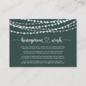 Rustieke slingerlichtjes groene huwelijksreiswens  informatiekaartje (Voorkant)