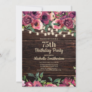 Rustieke Slingerlichtjes Paarse Bloemen 75e Verjaa Kaart