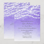 Rustieke slingerlichtjes paarse trouwuitnodiging kaart (Voorkant / Achterkant)