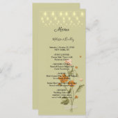 Rustieke slingerlichtjes trendy  Bloemige   Trouwm Programmakaart (Voorkant / Achterkant)