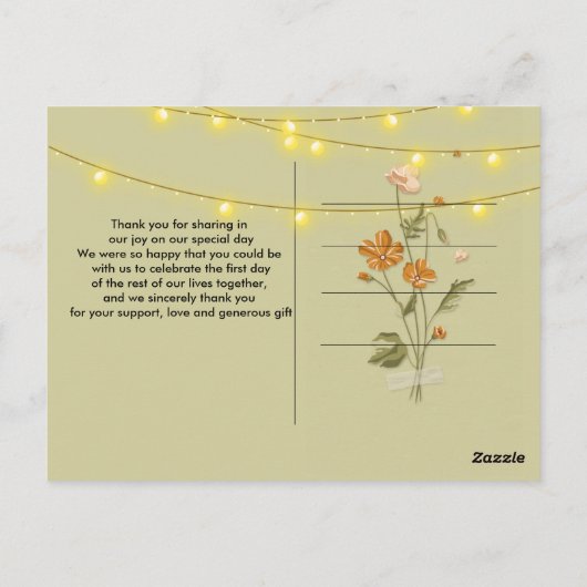 Rustieke slingerlichtjes trendy   Dank je   Ansich Briefkaart (Achterkant)