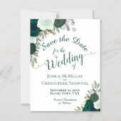 Rustieke Smaragd Groene Bloemen Bruiloft Save the  Magnetische Uitnodiging (Voorkant)