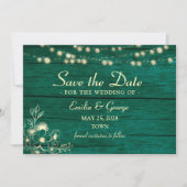 Rustieke Smaragd Groene Bruiloft Save The Date (Voorkant)