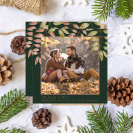 Rustieke smaragd groene herfst bladeren foto bruil bedankkaart