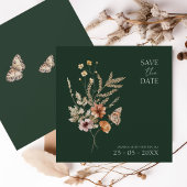 Rustieke Smaragd Groene Herfst Wildbloemen Bruilof Save The Date