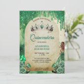 Rustieke Smaragd Groene Tiara Quinceañera Rozen Bo Kaart (Staand voorkant)