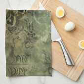 Rustieke smaragdgroene antieke steampunk theedoek (Quarter Fold)