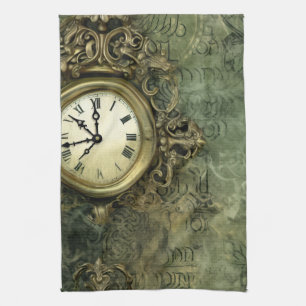 Rustieke smaragdgroene antieke steampunk theedoek