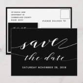 Rustieke smid kalligrafie bewaar datum ansichtkaar kaart (Voorkant / Achterkant)