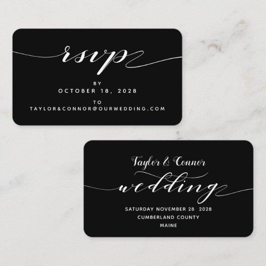 Rustieke smid kalligrafie RSVP Online Kaart Visitekaartje (Voorkant / Achterkant)