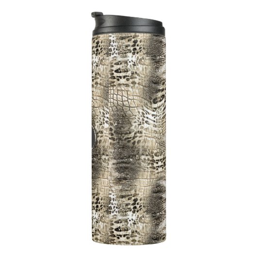 Rustieke Snakeskin Animal Print met Monogram Thermosbeker (Geroteerd rechts)