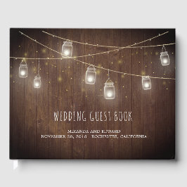 Rustieke snaren van Mason Jars Fireflies bruiloft Gastenboek
