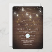 Rustieke snaren van Mason Jars Fireflies bruiloft Kaart (Voorkant)