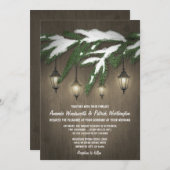 Rustieke Sneeuw Evergreen Lantaarn Bruiloft Uitnod Kaart (Voorkant / Achterkant)