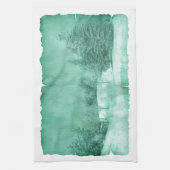 Rustieke sneeuw evergreen winter scene perkament g theedoek (Verticaal)