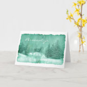 Rustieke sneeuw evergreen winter scene perkament kaart (Gele Bloem)