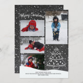 Rustieke Sneeuw Kerstboom Krijtbord Foto Feestdagenkaart (Voorkant / Achterkant)