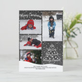 Rustieke Sneeuw Kerstboom Krijtbord Foto Feestdagenkaart (Staand voorkant)