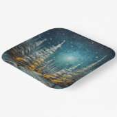 Rustieke sneeuw overdekte weg Vrolijk Kerstfeest Papieren Bordje (Gebogen)