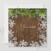 Rustieke Sneeuw & Pine Lights Company Xmas Ribbon Kaart (Achterkant)