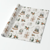 Rustieke Sneeuw Wereldbol Kerstvakantie cadeaus Cadeaupapier (Uitgerold)