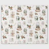 Rustieke Sneeuwbol Kerst Verjaardagsfeestje Cadeaupapier (Vlak)