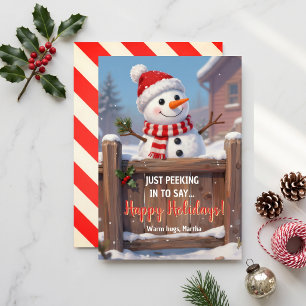 Rustieke Sneeuwman met Kerstgroet Feestdagenkaart