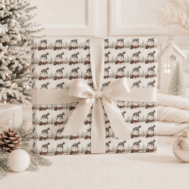 Rustieke Sneeuwman Plaid Kerst Persoonlijk Cadeaupapier