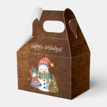 Rustieke Sneeuwman & Pop Kerst Giebel Cadeau Doos