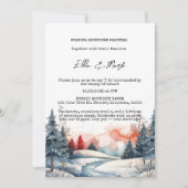 Rustieke Sneeuwrijke Winter Forest Sunset Wedding Kaart (Voorkant)