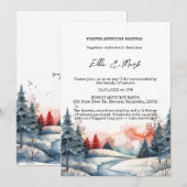 Rustieke Sneeuwrijke Winter Forest Sunset Wedding Kaart (Voorkant / Achterkant)