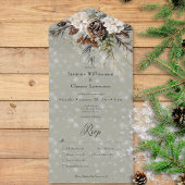 Rustieke sneeuwval Pine & White Floral Salie Diner All In One Uitnodiging