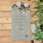 Rustieke Sneeuwval Pine & Witte Bloemen Sage QR Co All In One Uitnodiging