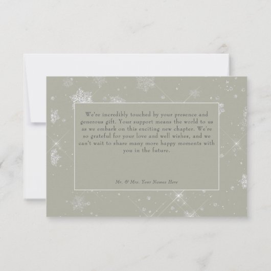 Rustieke Sneeuwval Pine & Witte Bloemen Wijze Huwe Bedankkaart (Achterkant)