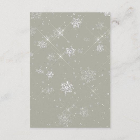 Rustieke Sneeuwval Pine & Witte Bloemen Wijze Huwe Informatiekaartje (Achterkant)