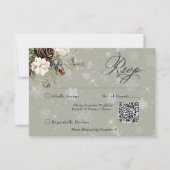 Rustieke Sneeuwval Pine & Witte Bloemen Wijze Huwe RSVP Kaartje (Voorkant)
