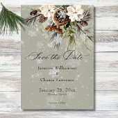 Rustieke Sneeuwval Pine & Witte Bloemen Wijze Huwe Save The Date