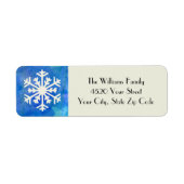 Rustieke sneeuwvlok blauw Waterverf wintervakantie Etiket (Voorkant)