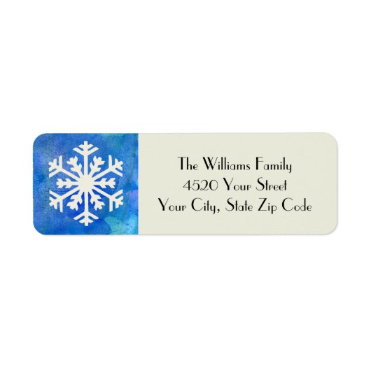 Rustieke sneeuwvlok blauw Waterverf wintervakantie Etiket (Voorkant)