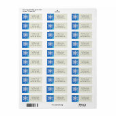 Rustieke sneeuwvlok blauw Waterverf wintervakantie Etiket (Full Sheet)