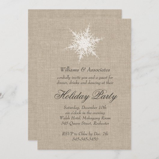 Rustieke Sneeuwvlok Corporate Vakantie uitnodiging (Voorkant / Achterkant)