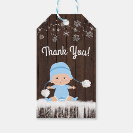 Rustieke Sneeuwvlok Jongen Baby shower Favor Cadea Cadeaulabel