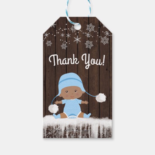 Rustieke Sneeuwvlok Jongen Baby shower Favor Cadea Cadeaulabel (Voorkant)