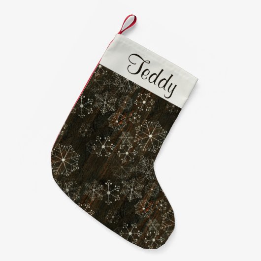 Rustieke sneeuwvlok kerstkous kleine kerstsok (Voorkant (Hangend))