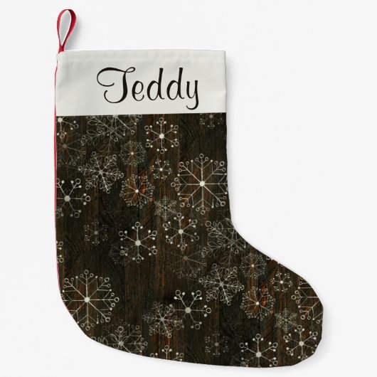 Rustieke sneeuwvlok kerstkous kleine kerstsok (Voorkant)