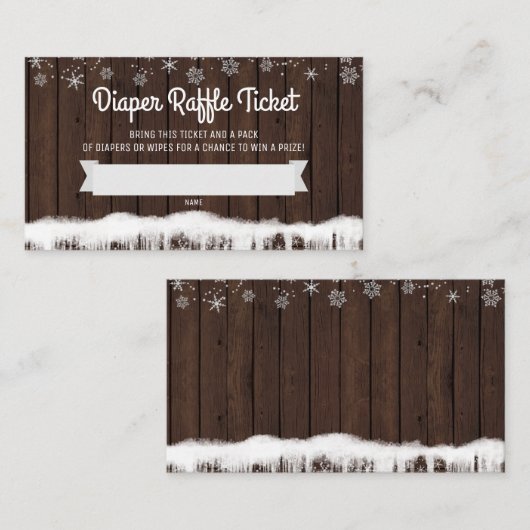 Rustieke Sneeuwvlok Luier Raffle Tickets Informatiekaartje (Voorkant / Achterkant)