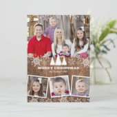 Rustieke Sneeuwvlokken 4 Foto Collage Kerstmis Feestdagenkaart (Staand voorkant)